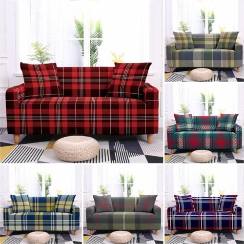 3D Geometric Plaid Printed Sofa Covers for Living Room Home Sofa Protection Cover Single Love Seat Universal Elastic Slipcover