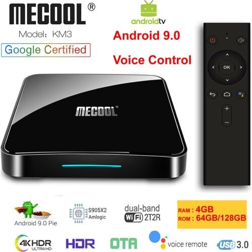 Google Certified Android 9.0 Smart TV Box KM3 Amlogic S905X2 LPDDR4 4GB 128GB Voice Remote 5G Dual WIFI BT4.0 3D 4K Set Top Box