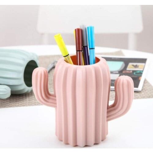 Cactus Plant Design Cylinder Pen Pencil Pot Holder Pen Organizer Storage Box Storage Pen Case Office Stationary Supplies