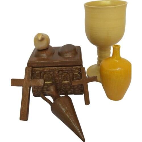 CERAMIC HANDMADE VIRGIN MARY SACRED SYMBOLS SET