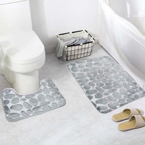 2pcs/set 3D Stone Memory Foam 2pcs Bath Mats Set Anti-slip Floor Mats Bathroom Toilet Rugs Absorbent Bathroom Matrresses
