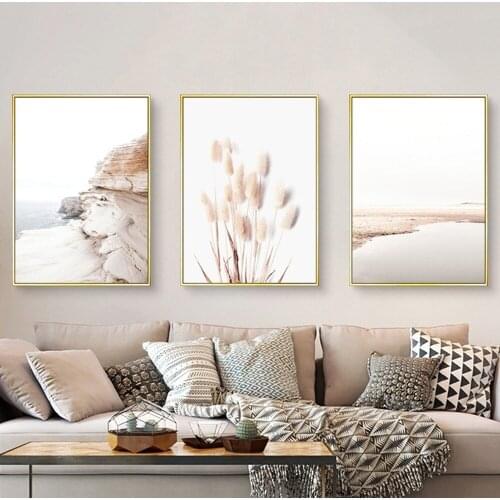 Nordic Coast Beach Canvas Painting Modern Simple Landscape Poster Home Bedroom Living Room Wall Art Decoration Pictures Murals