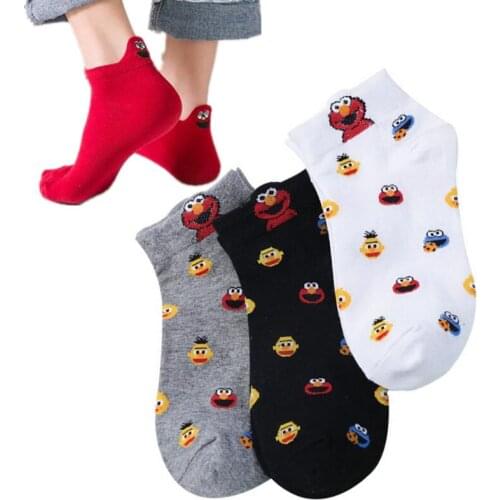 New Arrival Short Sock Cookie Monster Female Cotton Casual Sock Spring Autumn Sox Elmo Cartoon Big Bird Scoks Lady Womens Socks