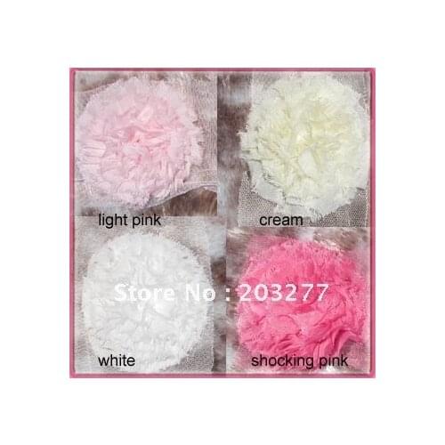 Wholesale - 6 yard/lot 4colors for your choose 3'' chiffon lace flowers Free Shipping