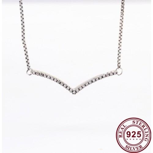 Original 925 Sterling Silver Pan necklace New V-shaped Wish To Wear Pan necklace For Women Wedding Party Gift Fashion Jewelry