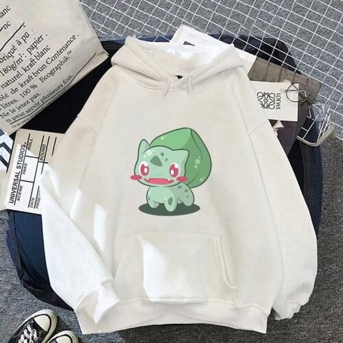 Autumn Hoodie Pokemon Kawaii Bulbasaur Women Anime Poleron Clothes Cartoon Hooded Funny Print Warm Cotton Pullovers Sweatshirts