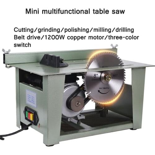 Small Multi-Function Woodworking Sliding Table Saw Machine Flat Table Saw Cutting Electric Woodworking Disc Table Saw Tool 220V