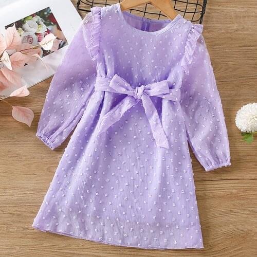 Spring Autumn Princess Dress New Fashion Long-sleeve Print With Belt Childrens Dress Girl Clothes Dress For Girls Kids Clothing
