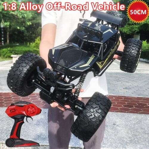 4WD 1:8 Large Scale Alloy Off Road RC Vehicle 45 Degree Incline Climbing Independent Shockproof Bigfoot Cross-Country RC Car Toy