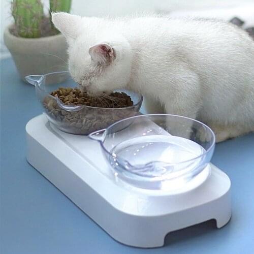 15 Degree Tilted Double Non-slip Pet Bowl Puppy Cats Cat Neck Protection Water Feeder Dishes Dog Bowls For Pet Feeding Products
