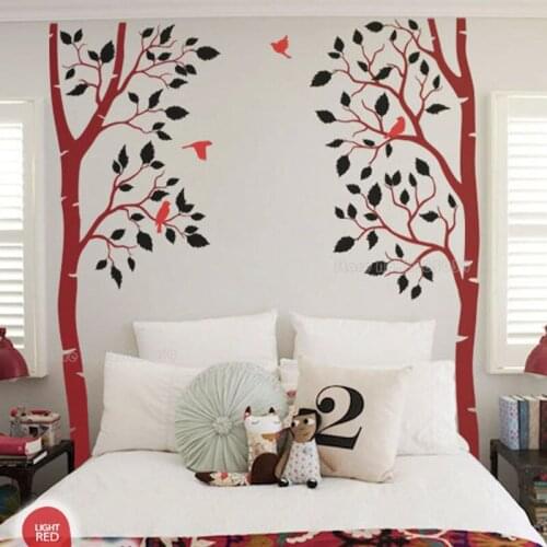 Removable Twins Tree Wall Stickers Birds Tree Bedrooms Wall Decals Home Decoration Vinyl Art Fine Decor For Living Room LL2179