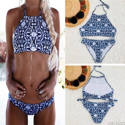 Blue Apron Bikini 2019 Sexy Women Swimming Suits Halter Two-Piece Swimwear Women Bathing Suits Women Set Biquini Mujer Tankinis