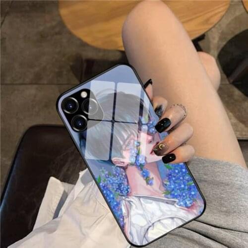 Delphinium Phone Case Glass Phone Case For iphone 12 11 Pro Max XS XR X 8 7 Plus SE2 Case