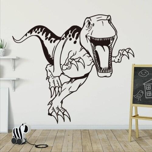 Tyrannosaur Dinosaur Wall Sticker Cartoon T-Rex Dino Animal Jurassic Park Wall Decal Kids Room Bedroom Vinyl Home Decor