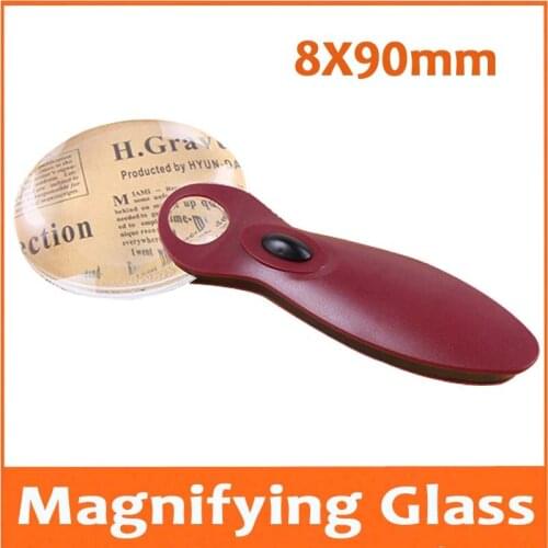 8 Times Red Illuminated Childrens Insects Observer Gift Toys Magnifier Pocket Magnifying Glass with Lamp 8X Reading Glass