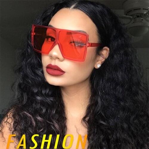 Veshion New Big One Piece Fashion Oversized Sunglasses Women Red Shades Large