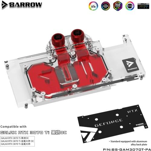 BARROW Full coverage Water Block use for Galax/Gainward RTX 3070TI OC GPU Card copper radiator block Header ARGB BS-GAM3070T-PA
