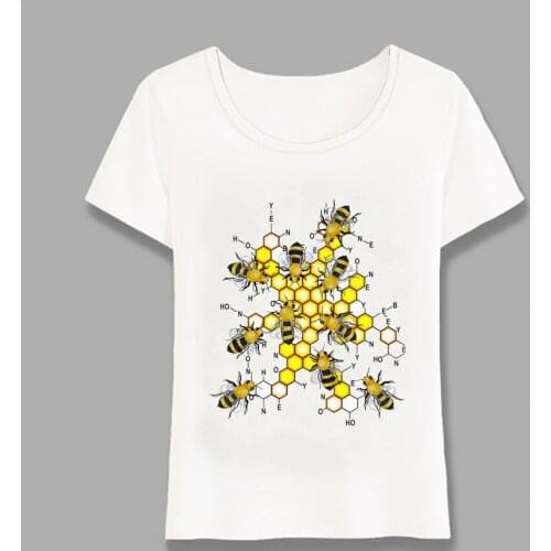Summer Women T-Shirt Science Of Bees Inspired Design T Shirt Explore Insect Unique Girl Tops Honeycomb Equation Tees Harajuku