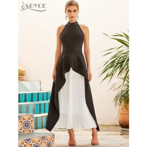 Adyce Women Summer 2021 New Backless Bodycon Bandage Set Sexy Sleveless White 2 Two Pieces Nightclub Celebrity Party Casual Sets