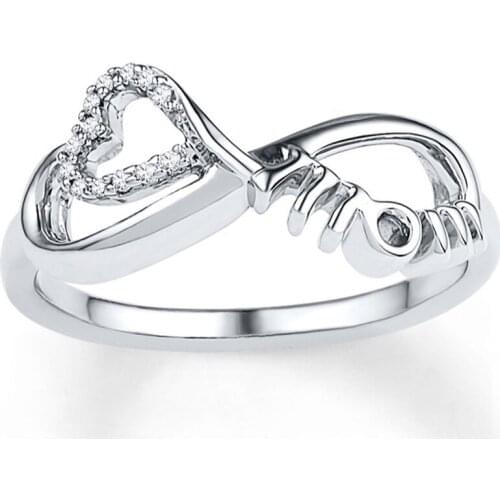 2019 new micro-inlaid zircon "mother" "MOM" letter ring female mothers day gift rings for women silver 925 jewelry