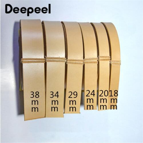 Deepeel 1pc 18/20/24/29/34/38mm*110/120cm First Layer Cowhide Leather Belt with Pin Buckle Head DIY Handmade Crafts Accessories