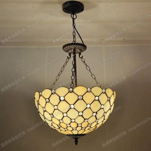 40CM anti-retro minimalist chandelier crystal beads Tiffany glass lighting bar lamps bedroom living room European-style