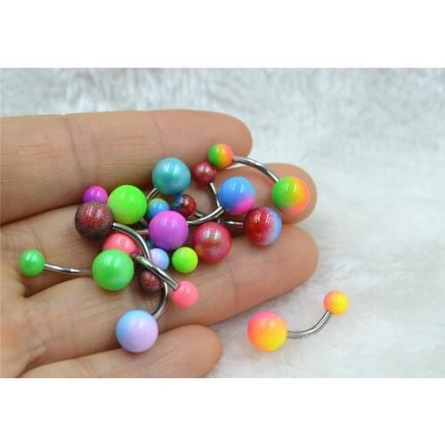 50pcs Body Jewelry Piercing New Color Navel Belly Button Bar Navel Body Piercing 14G Candy Colors