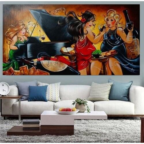 5D DIY Diamond Painting Piano Woman,happy Lady,Fantasy Cross Stitch Square Round Drill Diamond Embroidery Mosaic Decor EE2054