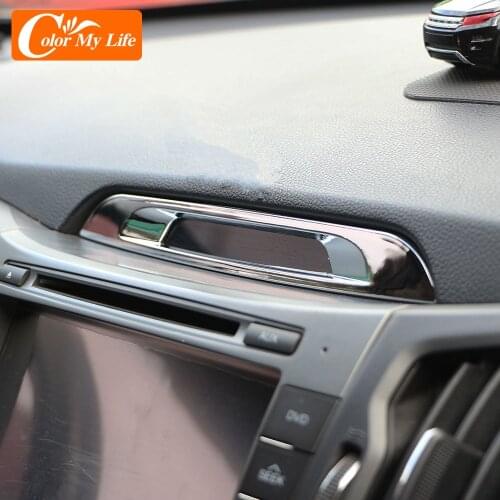 ABS Chrome Car Center Condole CD Panel Decoration Cover Trim Sequins Sticker for Kia Sportage SL 3 R Sportage3 2011 - 2015 Parts