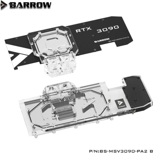 BARROW Double Cooling Water Block use for MSI 3090 VENTUS 3X OC 24G / 3080 VENTUS 3X OC 10G GPU card With backplane5V 3PIN A-RGB