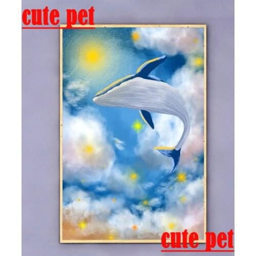 DIY Dream whale handmade 5D diamond cross stitch Mosaic home decorative art painting wallpaper Diamond Embroidery No Frame gift