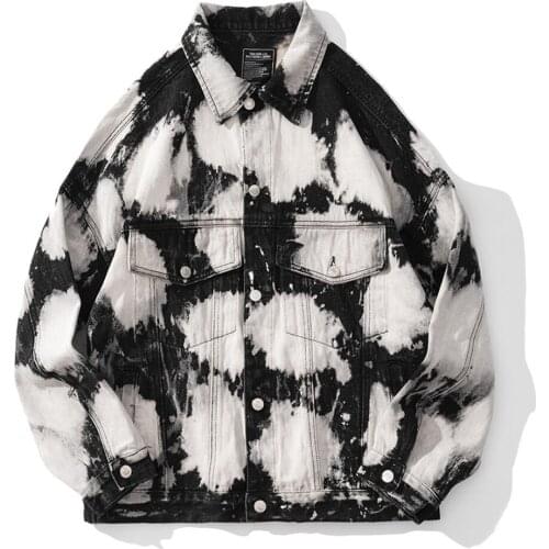 Spring Fall Graffiti Jeans Jacket Hip hop Men Graffiti Black Denim Coat Tide Street Wear 2020 New