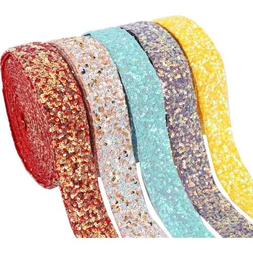 HSDRIBBON 1-1/2 inch 38mm Listones HSD-Genuine Series colorful Spring Summer Sequin Ribbon 25Yards/Roll