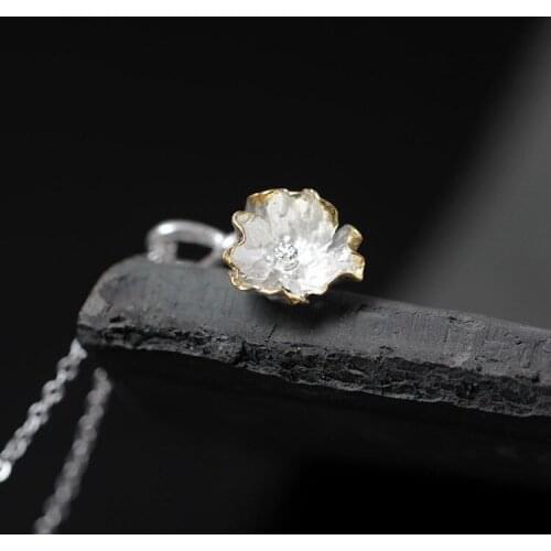 Chinese Wind Restoring Ancient Ways S925 Silver Female Flower Necklace Jewelry Wholesale Jewelry Poppy Sets Chain