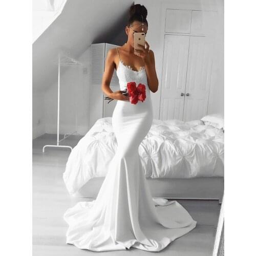 Verngo Spaghetti Straps Evening Dress Mermaid Formal Dress V-Neck Classic Party Dresses Abendkleider 2019