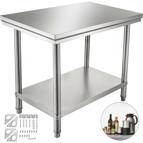 Commercial Stainless Steel Catering Work Table Bench Kitchen Worktop 60X90cm