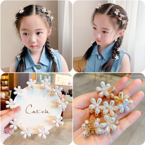 Korean Style Simple Cute Pearl Daisy Flower Hairpins Childrens Small Hair Clips for Girl Fashion Hair Accessories