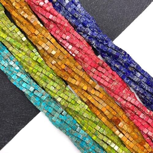 Square Natural Stone Beads 3mm Imperial Stone Beads for DIY Jewelry Making Necklaces, Bracelets, Earrings, Jewelry Accessories