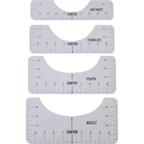 4Pcs T-Shirt Alignment Ruler, Craft Ruler with Guide Tool for Making Fashion Center, T-Shirt Alignment Tool