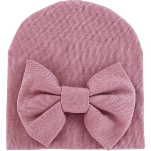 Cute Newborn Caps Solid Color Baby Girl Hat with Bow Cotton Warm Infant Beanie Baby Stuff Accessories Bowknot Cap Toddler Hat