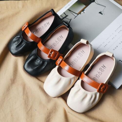 Girls Flats Children Stage Chic Princess Sweet Kids Leather Shoes Spring Loafers Soft Ruffles Pleated for Wedding Dress Shoes