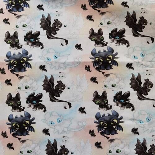 Cartoon Dragons 100% Cotton Fabric for Girl Clothes Hometextile Cushion Cover Backpacks Curtain DIY-BL055 105cm Width