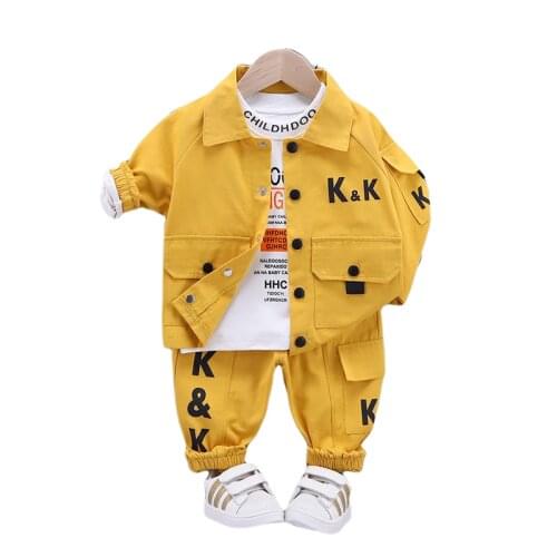 New Autumn Children Fashion Clothes Baby Boys Girls Letter Jacket T Shirt Pants 3Pcs/sets Spring Kids Clothing Infant Sportswear
