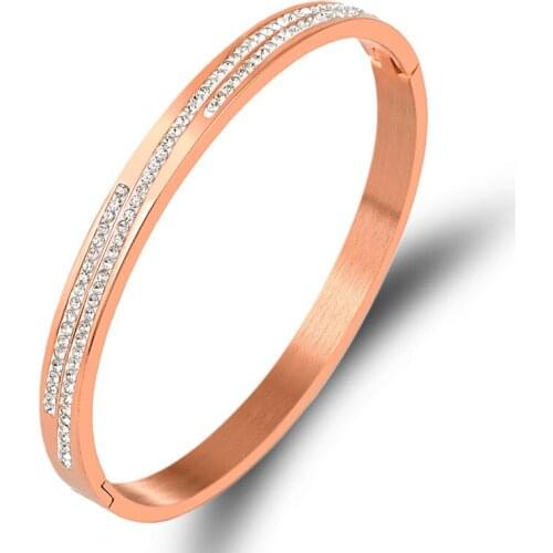 2021 Summer New Style Rhinestone Pave Bangles Stainless Steel Zirconia Crystals Bracelets For Women Fashion Jewelry Accessories