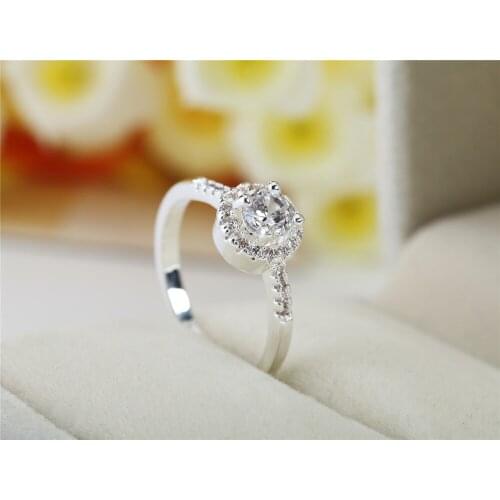 Charm 925 Sterling Silver open Rings For women crystal adjustable size Fashion party Gift engagement wedding Jewelry