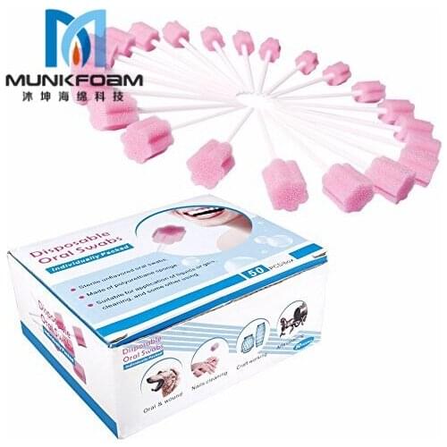 50pcs Disposable Dental Oral Swabsticks Consumable Medical Foam Swabs Sterile Unflavored Mouth Cleansing oral swabs