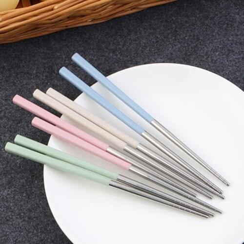 1Pair Non-slip Head Chopsticks 19/23cm Reusable Chopsticks Eco-Friendly Tableware 304 Stainless Steel Food Chopsticks Dinnerware