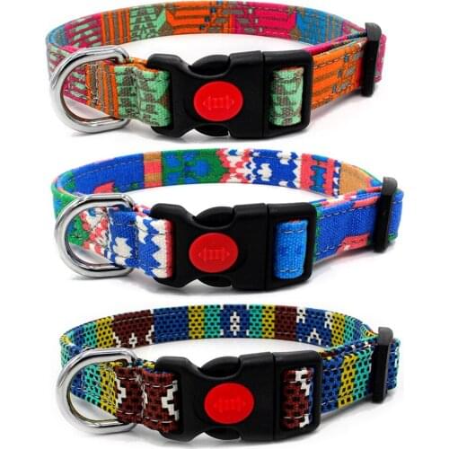 Durable Dog Collar Canvas Soft Bohemian Colorful Pet Dog Leash Collar Set Puppy Cats Collar Small Large Dog Accessories Pulldog