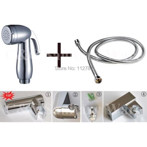 With 150 cm Stainless Steel Hose And Holder (Gift), Single Handle Chrome Handheld Shattaf Bidet - Free Shipping A1301S