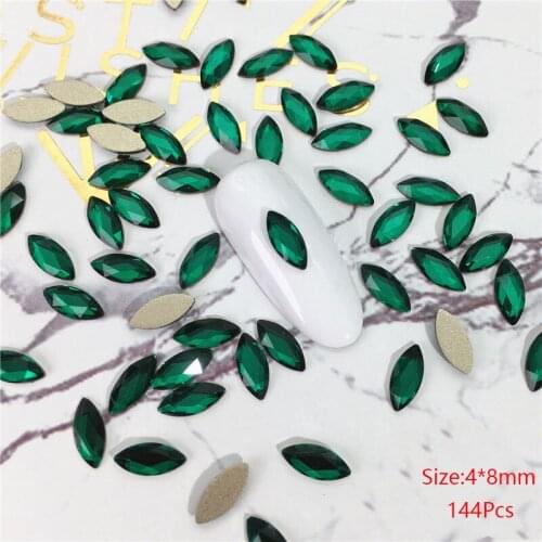 Swarovsky Dark Green Flatback Nail Art Rhinestones Manicure Flat Shaped Magical Shaped Diamonds DIY Nails Art Decorations